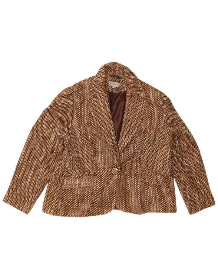 MARKS & SPENCER Womens 1 Button Blazer Jacket UK 20 2XL Brown Flecked