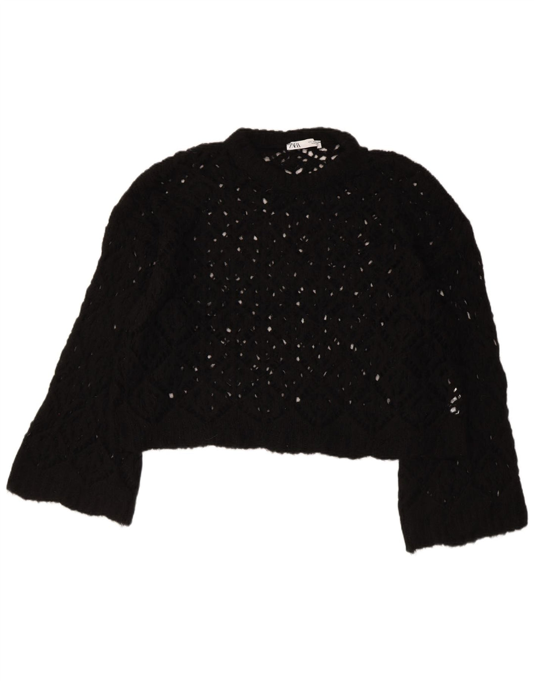 ZARA Suéter tipo jersey corto con cuello barco de gran tamaño para mujer Reino Unido 46 Grande Negro