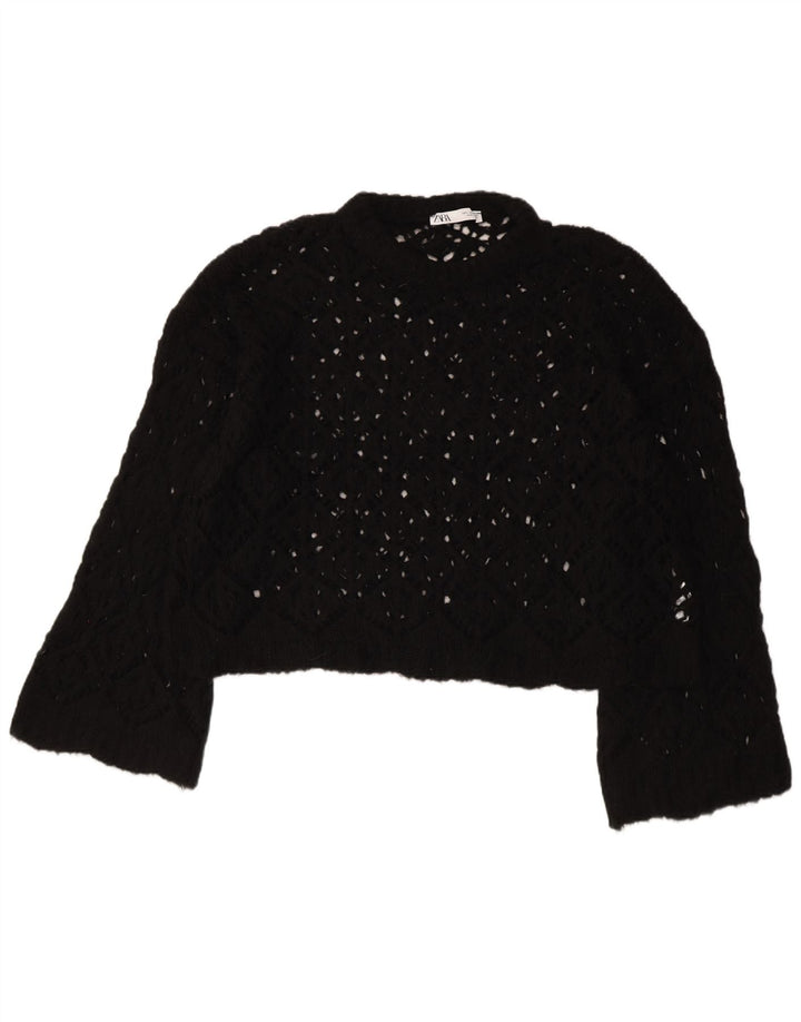 ZARA Suéter tipo jersey corto con cuello barco de gran tamaño para mujer Reino Unido 46 Grande Negro