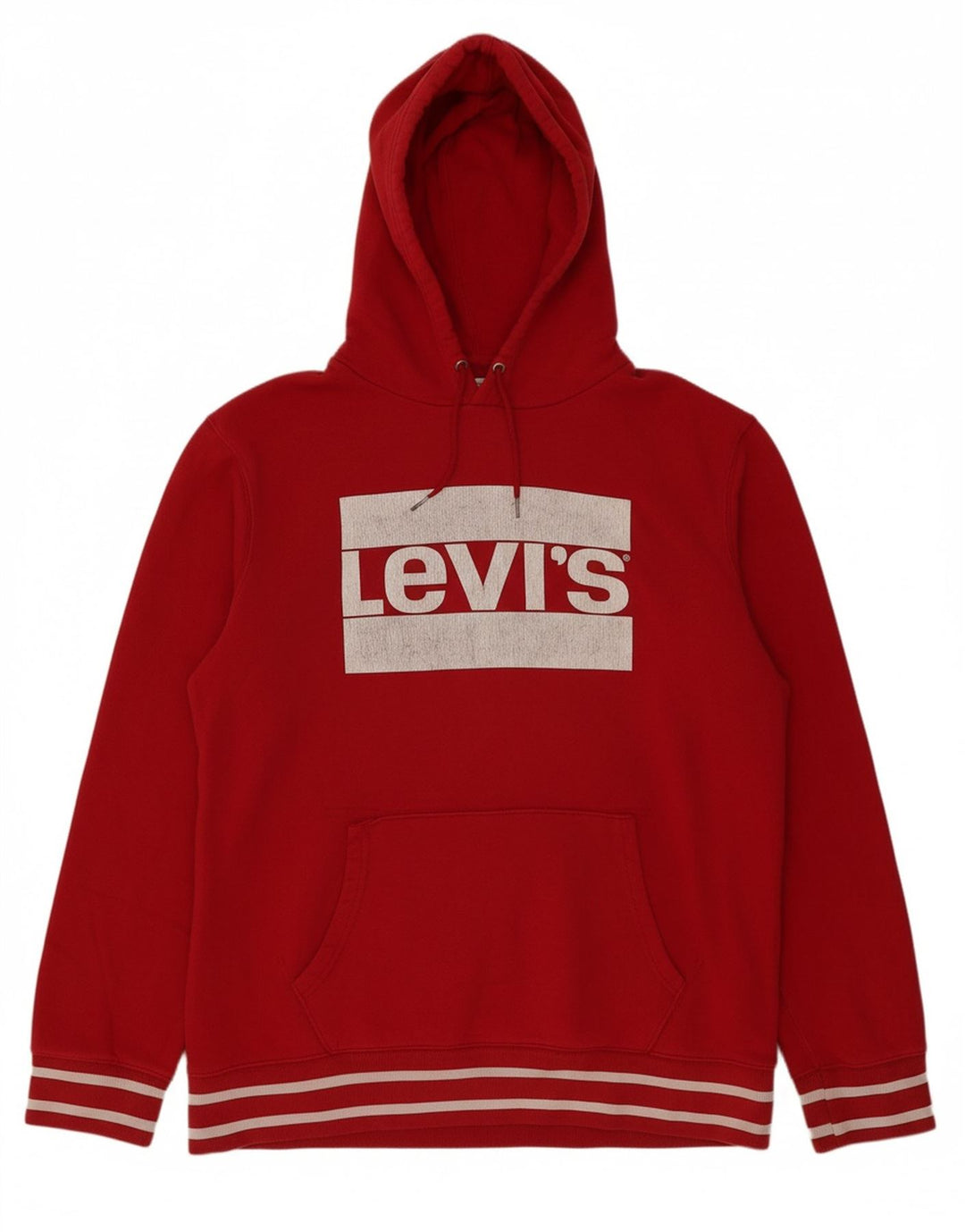 LEVI'S Mens Graphic Hoodie Jumper XL Red Cotton