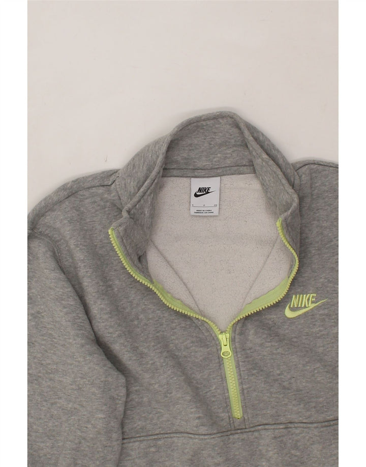 NIKE Mens Zip Neck Sweatshirt Jumper Small Grey Cotton Vintage Nike and Second-Hand Nike from Messina Hembry 