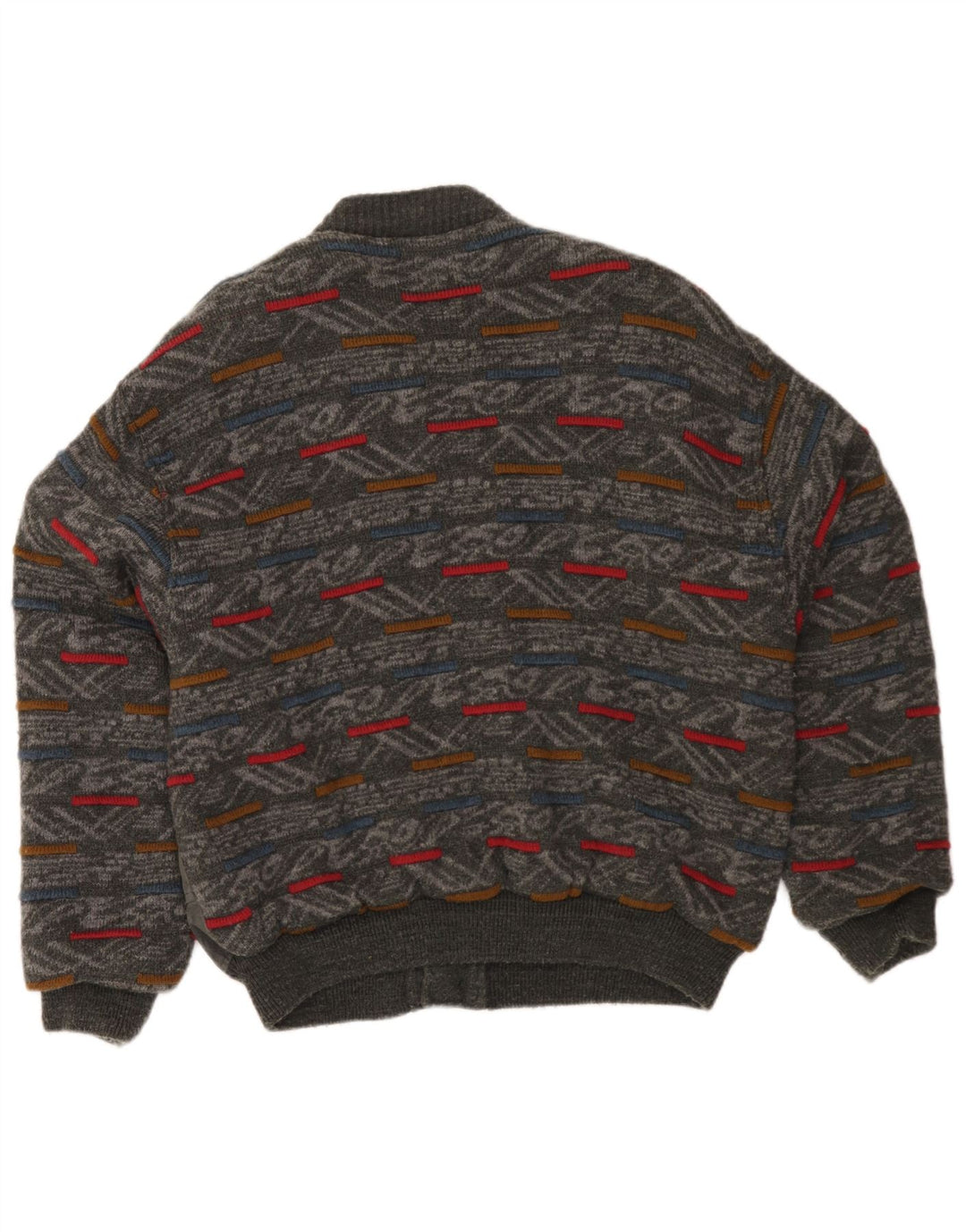 Vintage hombres bomber chaqueta grande gris geométrico