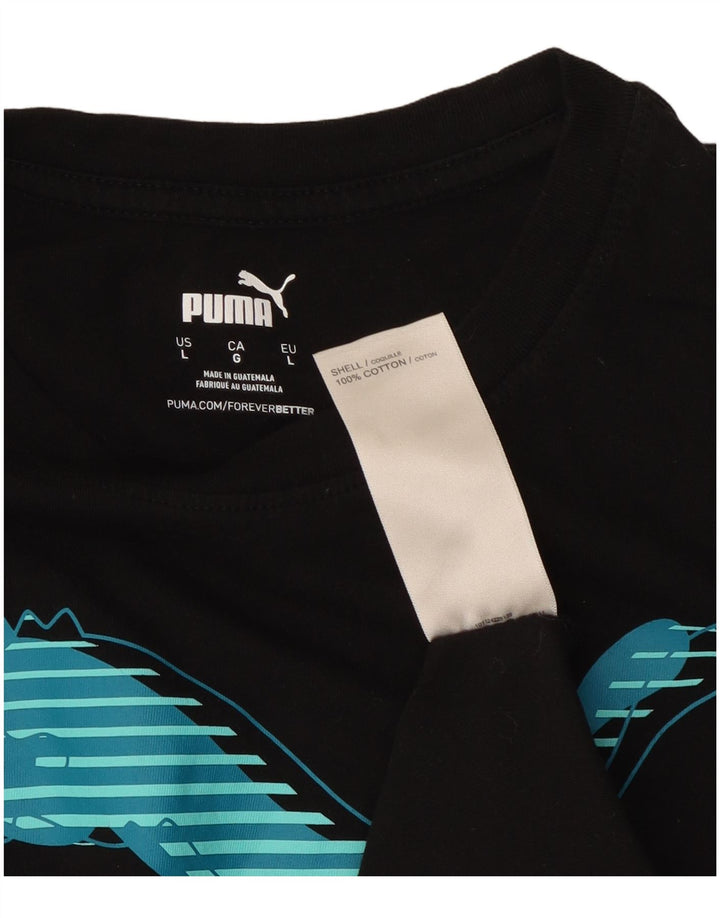 Puma - Camiseta gráfica para hombre, talla grande, algodón negro