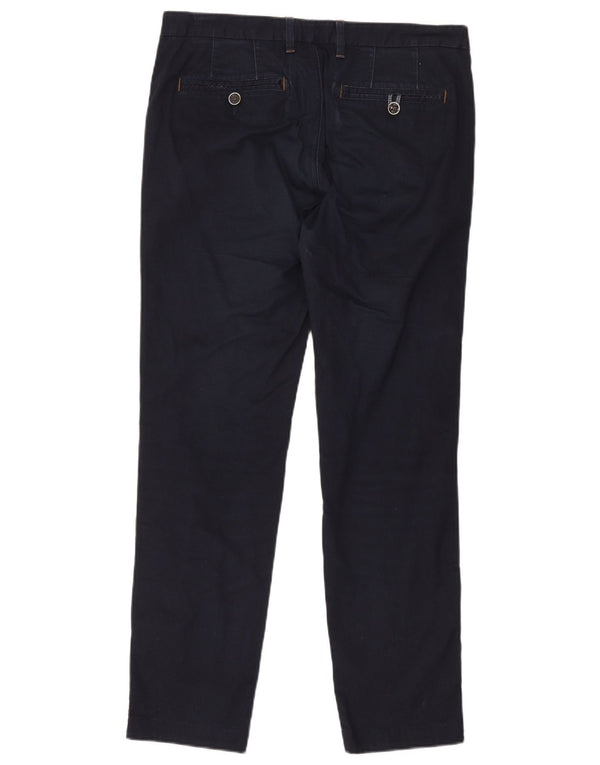 Pantalones de traje rectos para hombre de Ted Baker W34 L31 Algodón geométrico azul marino