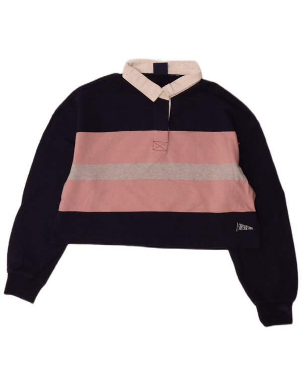 SUPERDRY Polo de rugby corto extragrande para mujer UK 40 Medium Azul marino