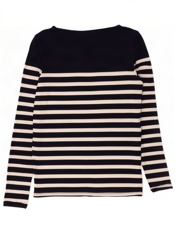 Oasis Mujer Top Manga Larga UK 44 Grande Azul Marino Rayas Viscosa