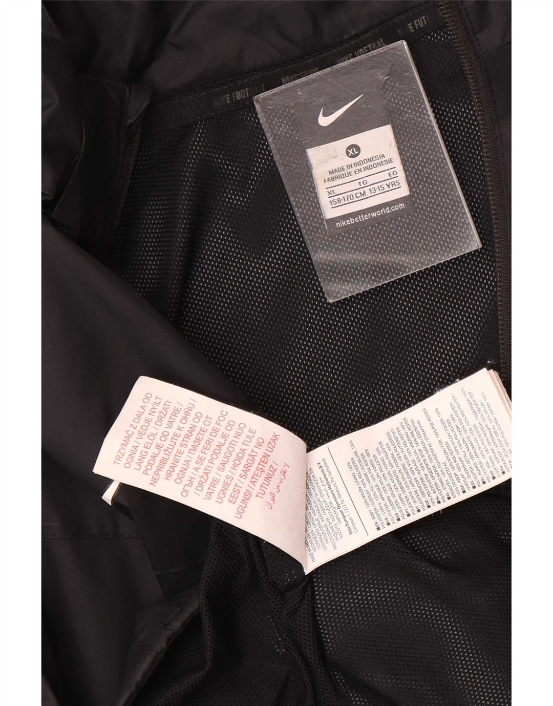 Nike Chaqueta impermeable con capucha para niños 13-14 años XL Nylon negro