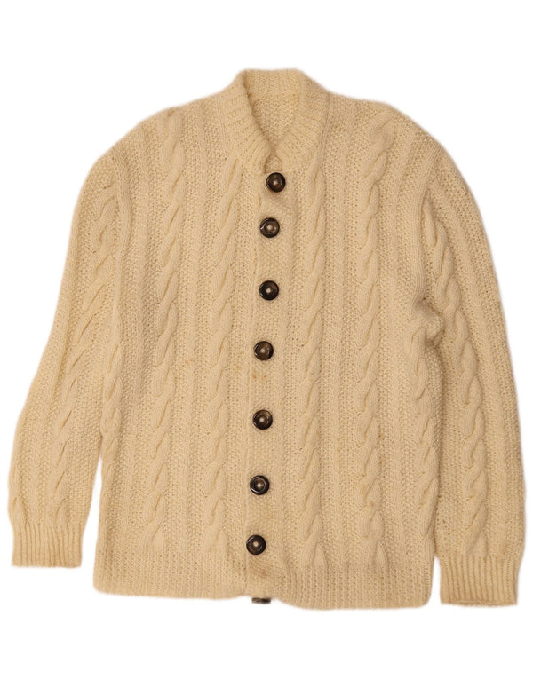 Vintage hombres Cardigan suéter pequeño de blanco