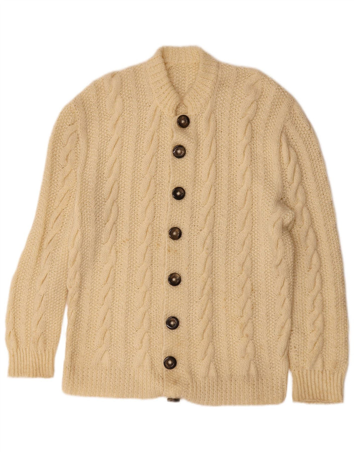 Vintage hombres Cardigan suéter pequeño de blanco
