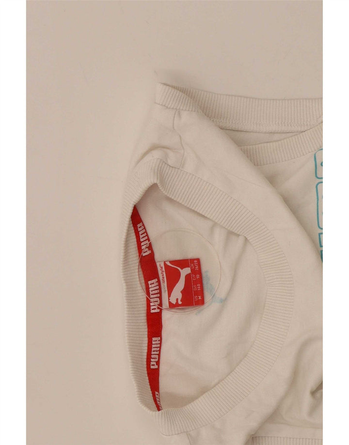 Puma Camiseta sin mangas gráfica para niños 9-10 años Blanco manchado