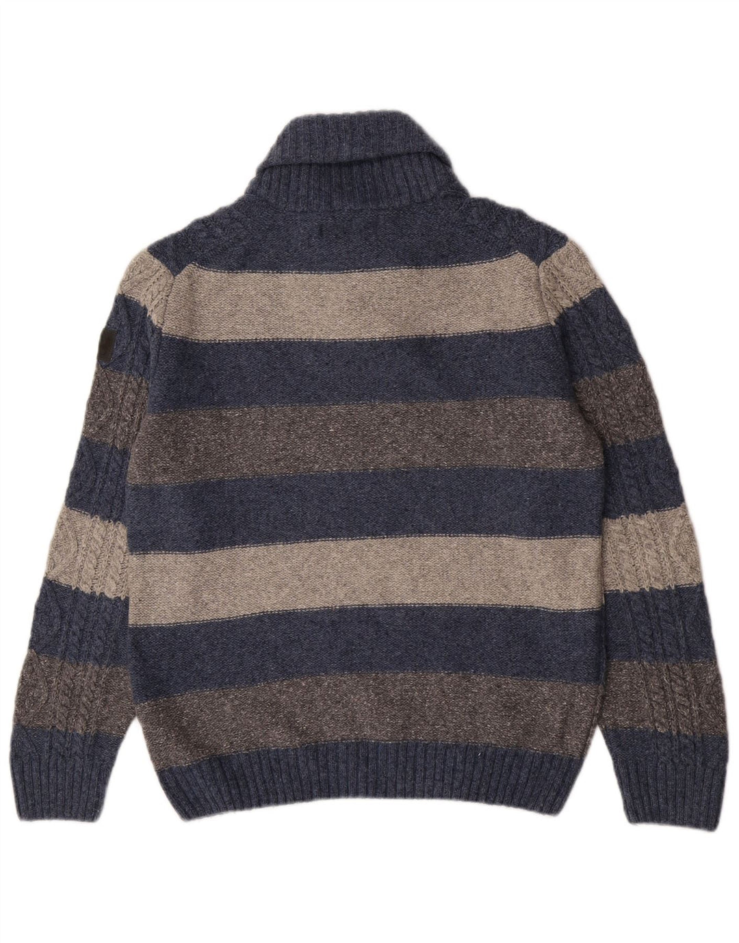 Marlboro Classics - Jersey para hombre con cuello chal, lana a rayas, color azul grande