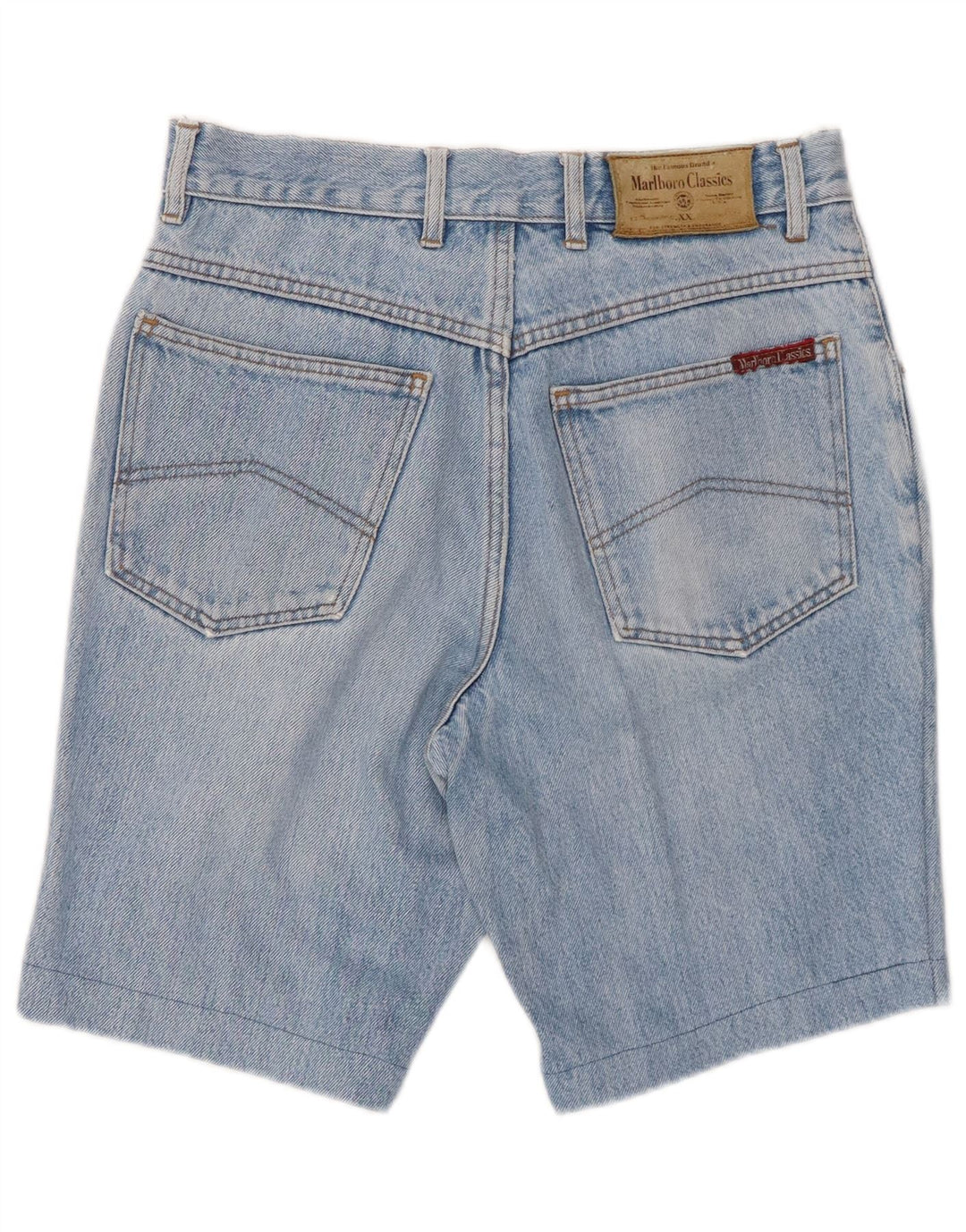 MARLBORO CLASSICS Pantalones cortos de mezclilla desgastados para hombre W29 Small Blue