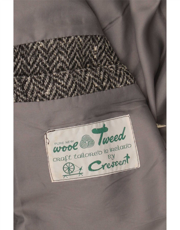 Crescent Chaqueta tipo blazer de 2 botones para hombre UK 38 Lana en espiga gris medio