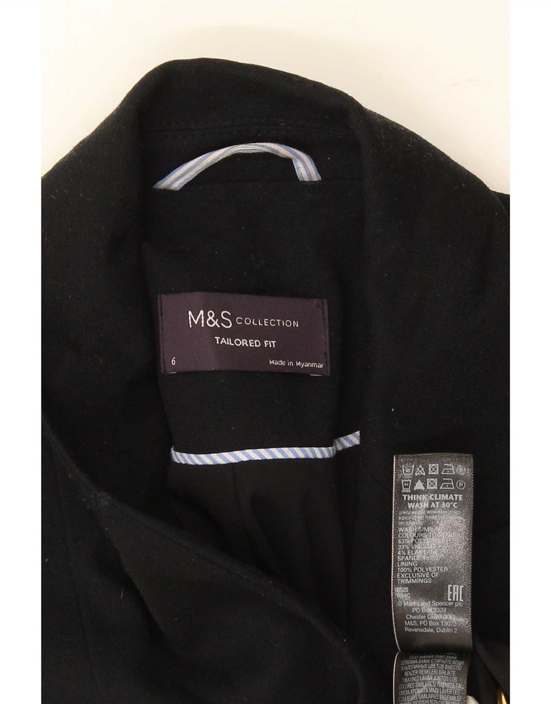 Marks & Spencer Chaqueta tipo blazer de corte entallado para mujer UK 6 XS Negro