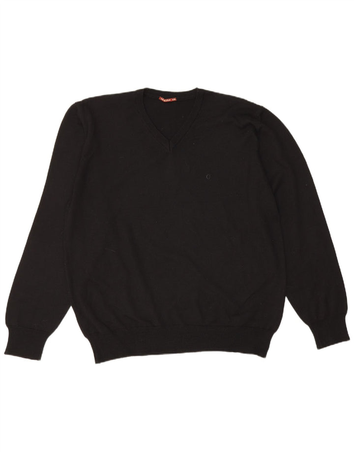 Carrera - Jersey con cuello en V para hombre, talla 2XL, lana negra
