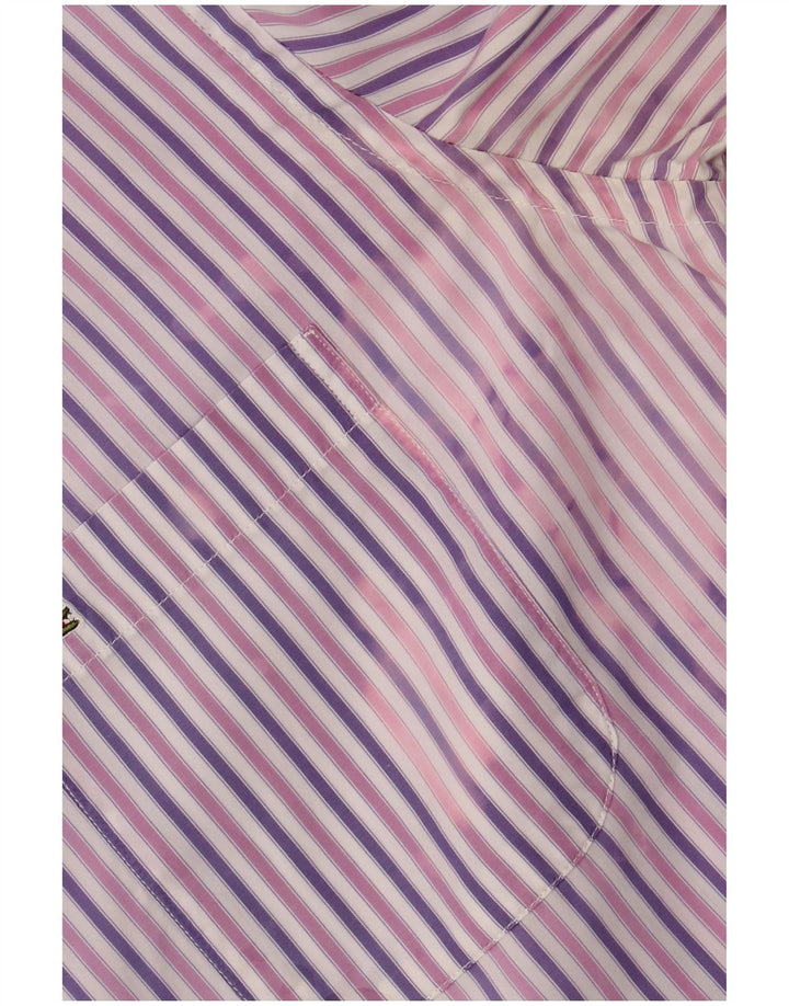 Camisa LACOSTE para hombre talla 39 Algodón a rayas morado medio