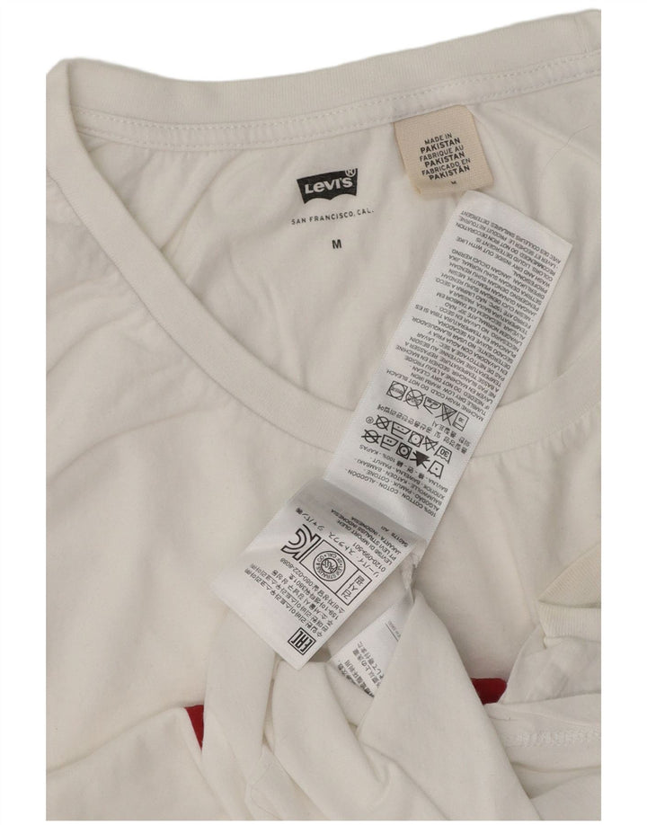 LEVI'S Top sin mangas gráfico para mujer Reino Unido 14 Algodón blanco mediano