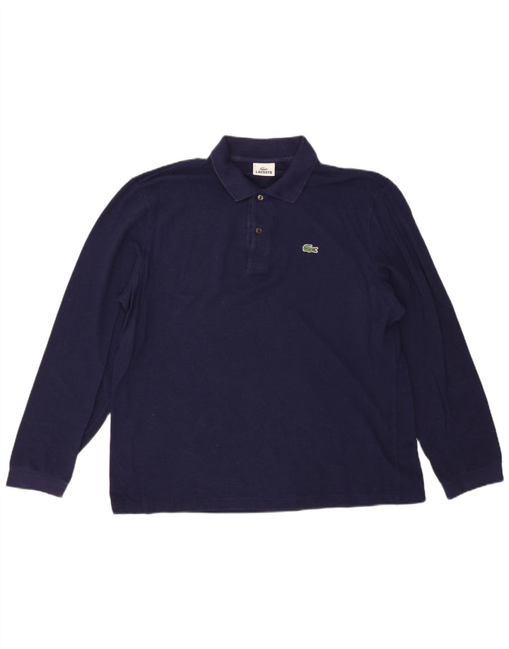 LACOSTE Polo de manga larga para hombre talla 5 grande algodón azul marino