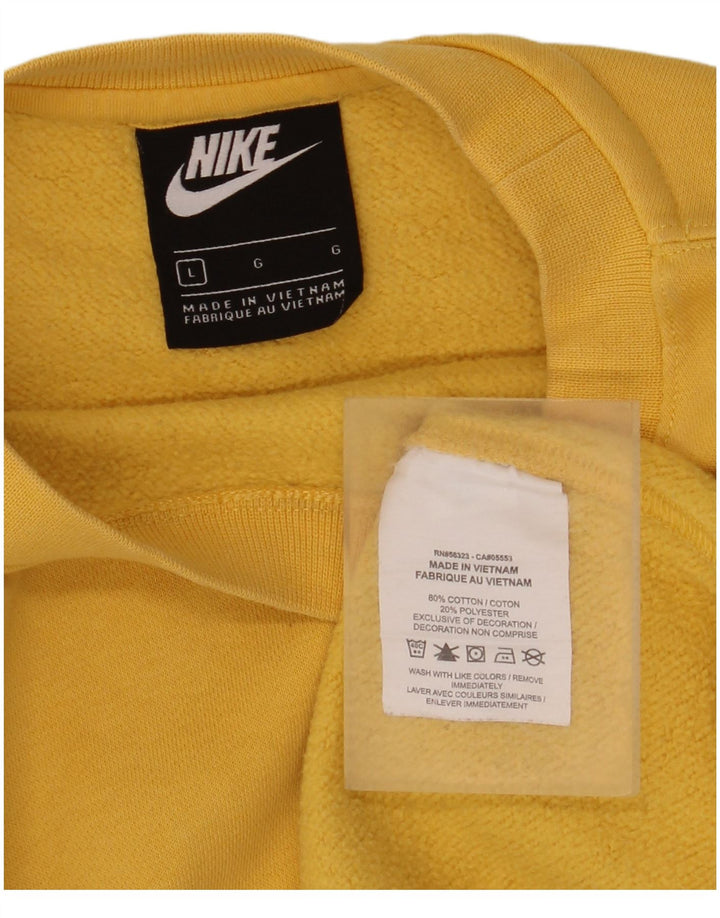 NIKE Hombre Sudadera Jumper Large Amarillo Algodón