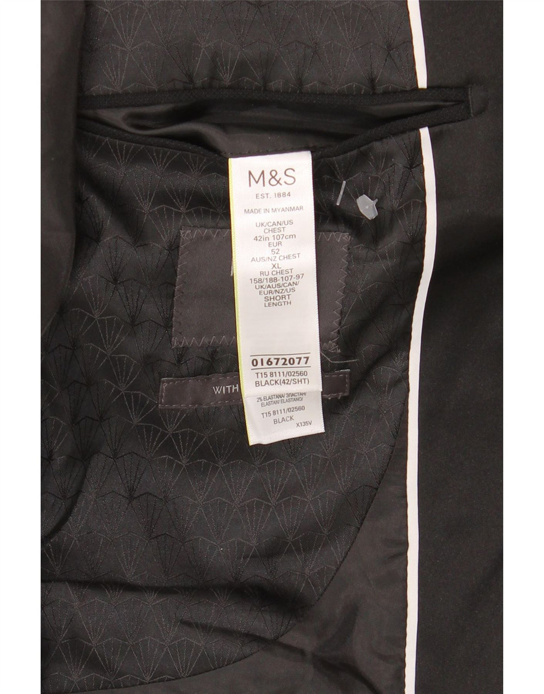 Marks & Spencer Chaqueta tipo blazer con 1 botón para hombre UK 42 Grande Poliéster negro