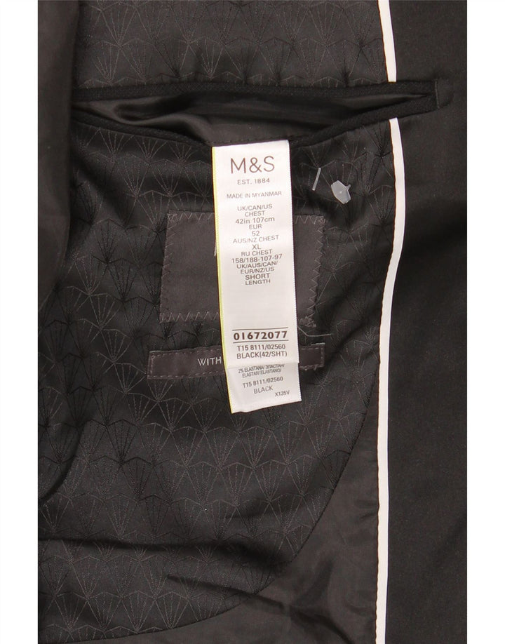 Marks & Spencer Chaqueta tipo blazer con 1 botón para hombre UK 42 Grande Poliéster negro