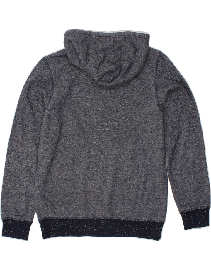 JACK & JONES Mens Graphic Hoodie Jumper Large Navy Blue Flecked Polyester Vintage Jack & Jones and Second-Hand Jack & Jones from Messina Hembry 