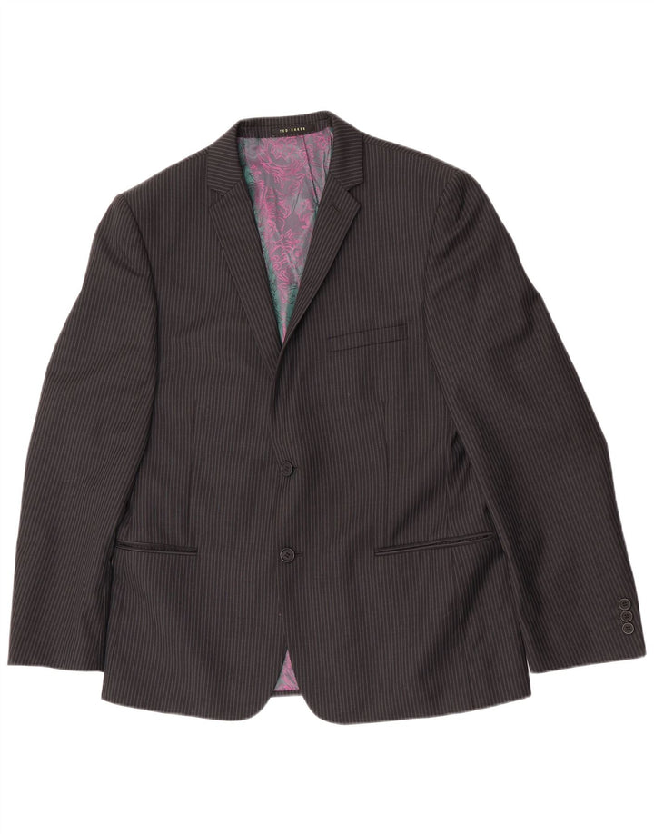 Ted Baker Chaqueta tipo blazer de 2 botones para hombre UK 42 XL Lana negra a rayas