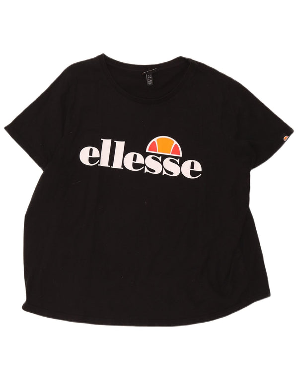 Ellesse Camiseta gráfica para mujer Top UK 36 5XL Algodón negro
