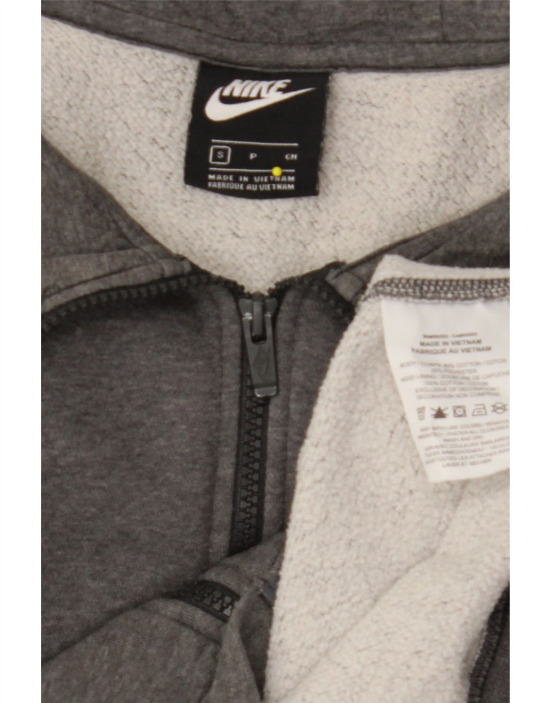 NIKE Mens Zip Hoodie Sweater Small Grey Cotton