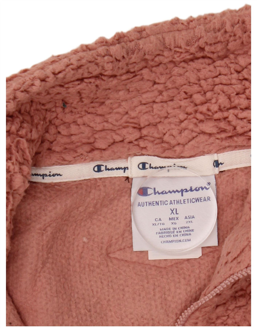 CHAMPION Jersey de forro polar con cuello y cremallera extragrande para mujer UK 18 XL Rosa