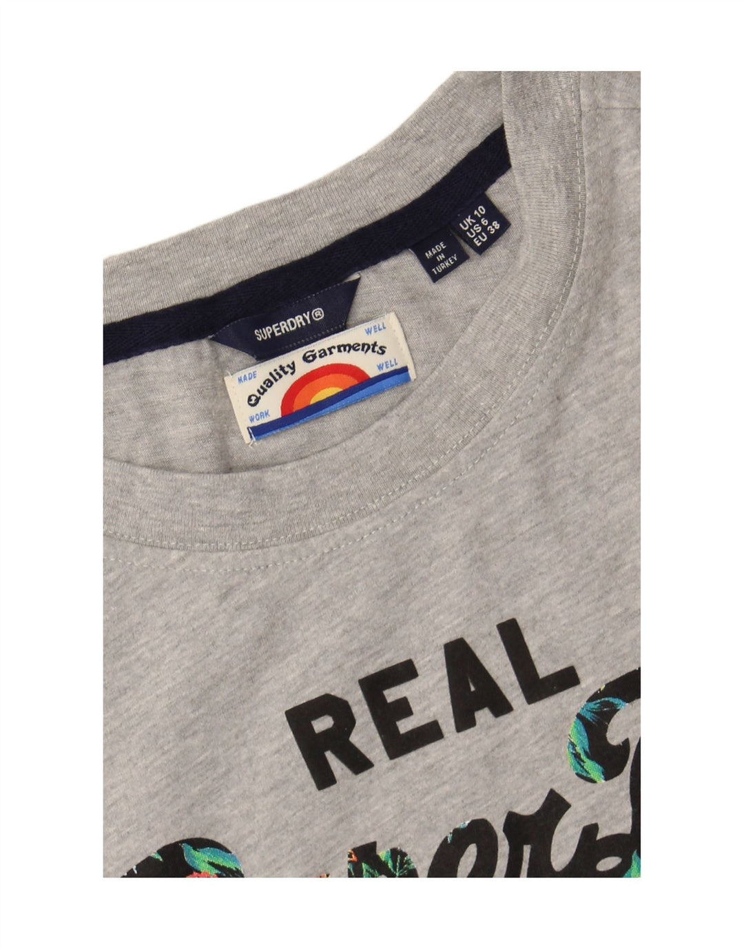 SUPERDRY Womens Graphic T-Shirt Top UK 10 Small Grey