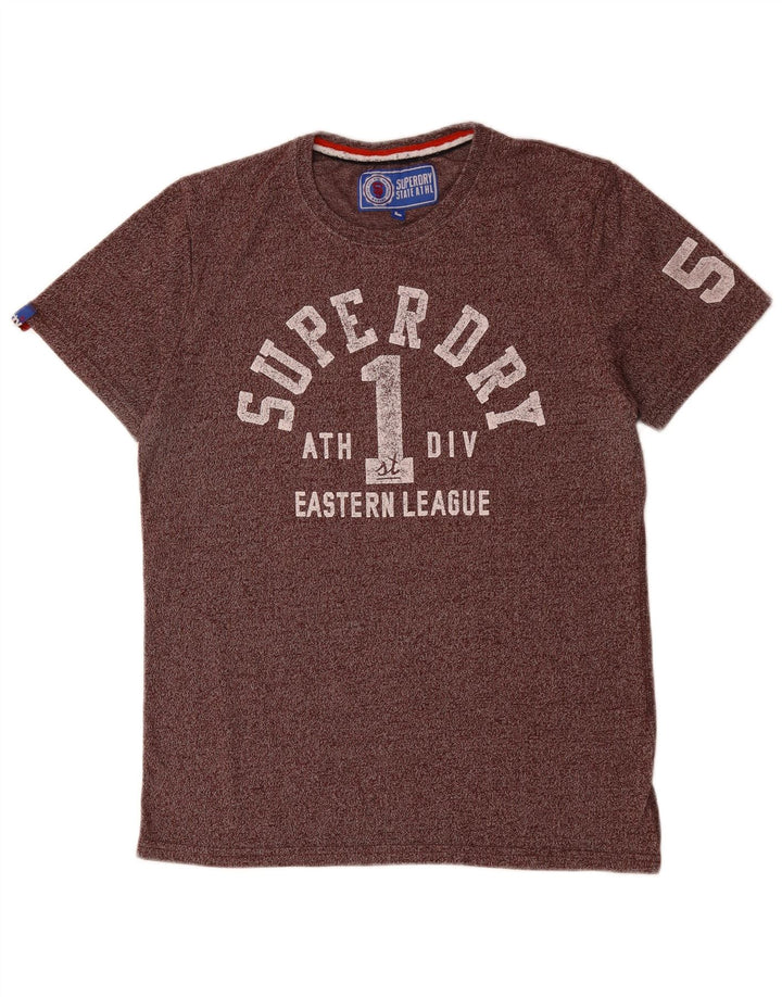 SUPERDRY Camiseta gráfica para hombre Top grande de algodón moteado morado