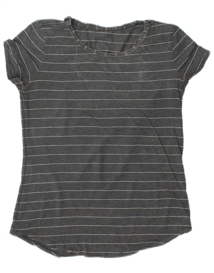 LULULEMON Camiseta para Mujer Top UK 10 Small Gris Rayas