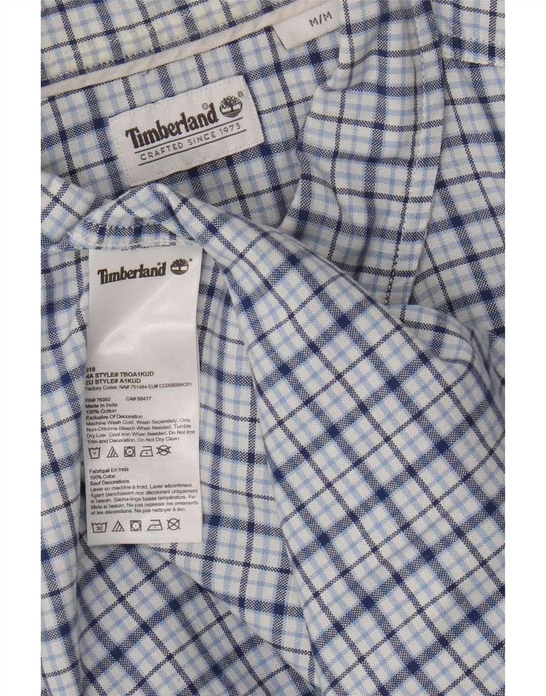 Camisa Timberland Hombre Algodón A Cuadros Azul Medio