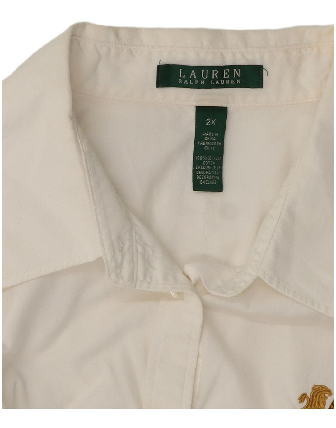 RALPH LAUREN Camisa Mujer UK 20 2XL Algodón Blanco