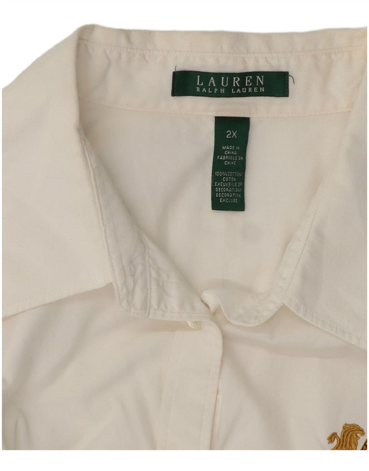 RALPH LAUREN Camisa Mujer UK 20 2XL Algodón Blanco