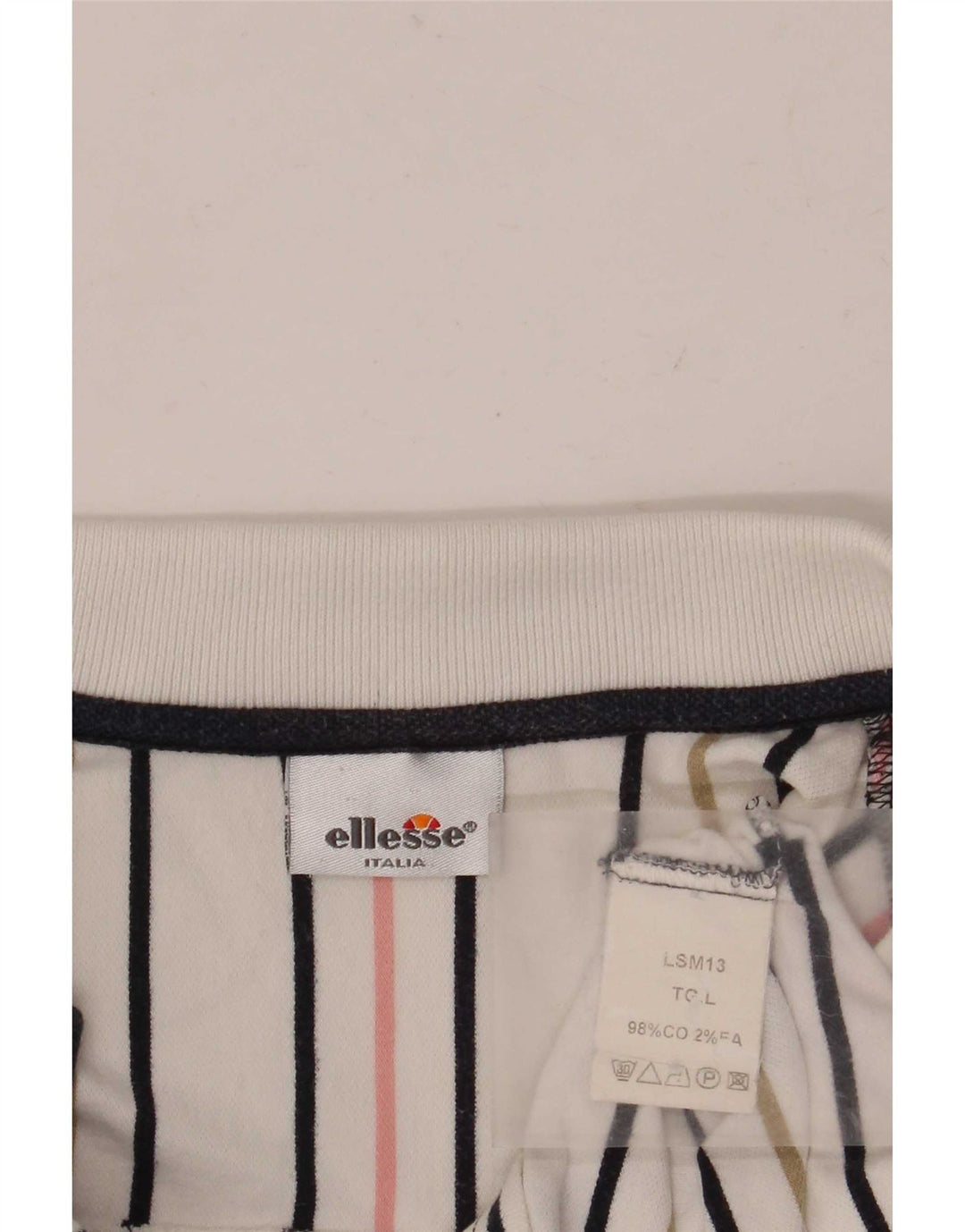 Polo Ellesse Hombre Grande De Algodón A Rayas Blancas