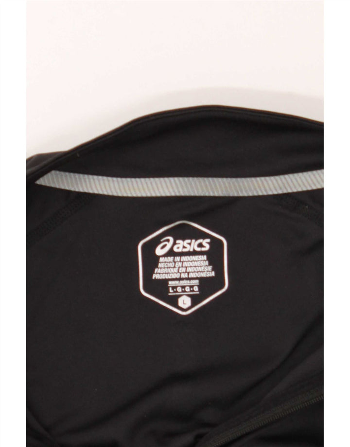 Asics Hombre Graphic Zip Neck Pullover Chándal Top Grande Negro