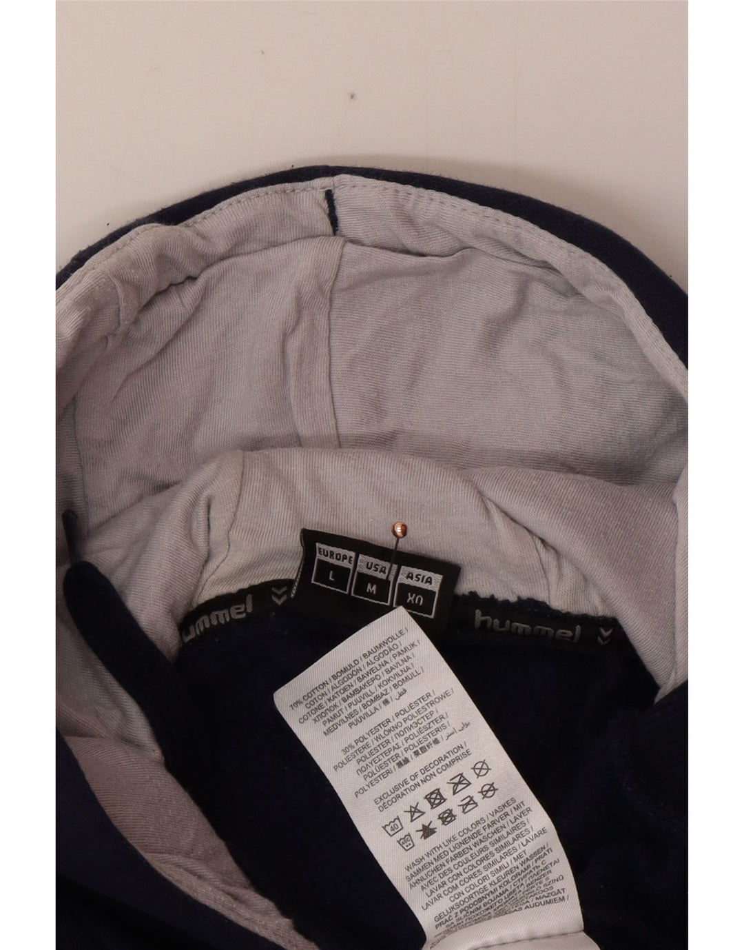 HUMMEL Jersey con capucha gráfica para hombre, tamaño grande, algodón azul marino