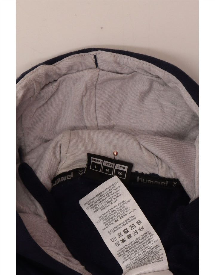 HUMMEL Jersey con capucha gráfica para hombre, tamaño grande, algodón azul marino