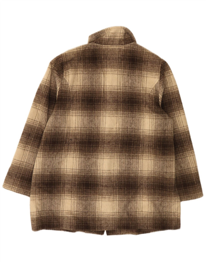 Marks & Spencer Abrigo para mujer UK 40 XL Acrílico a cuadros marrón
