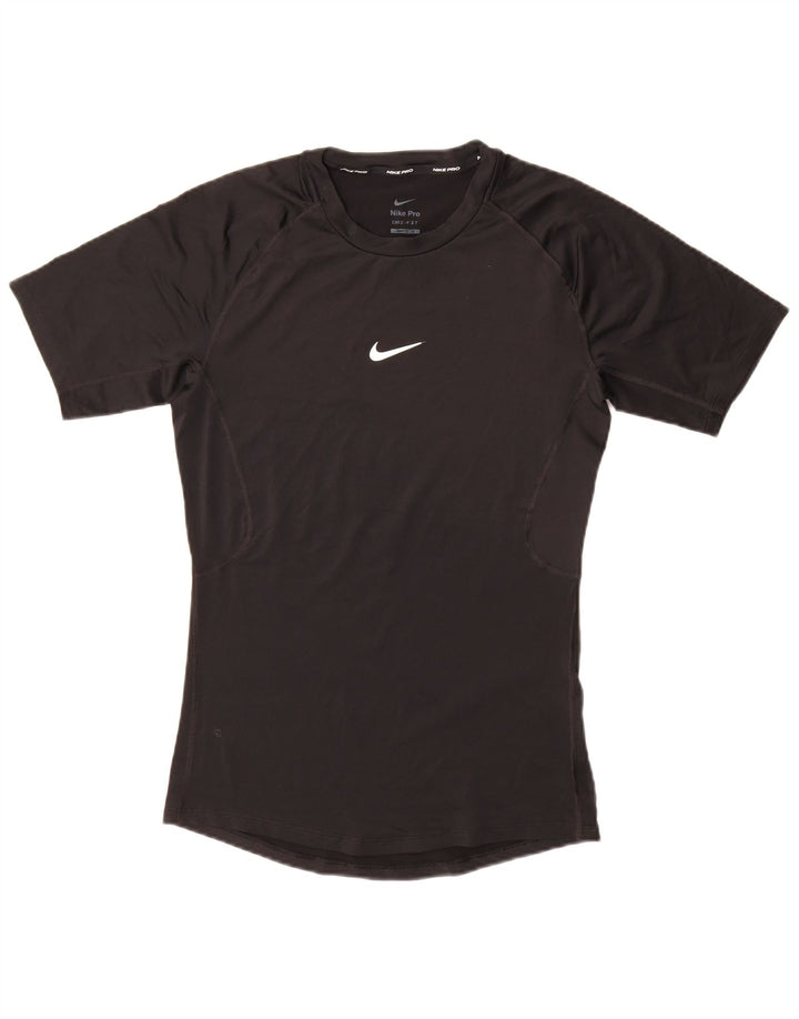 NIKE Camiseta ajustada para mujer UK 12 Medium Negro Poliéster