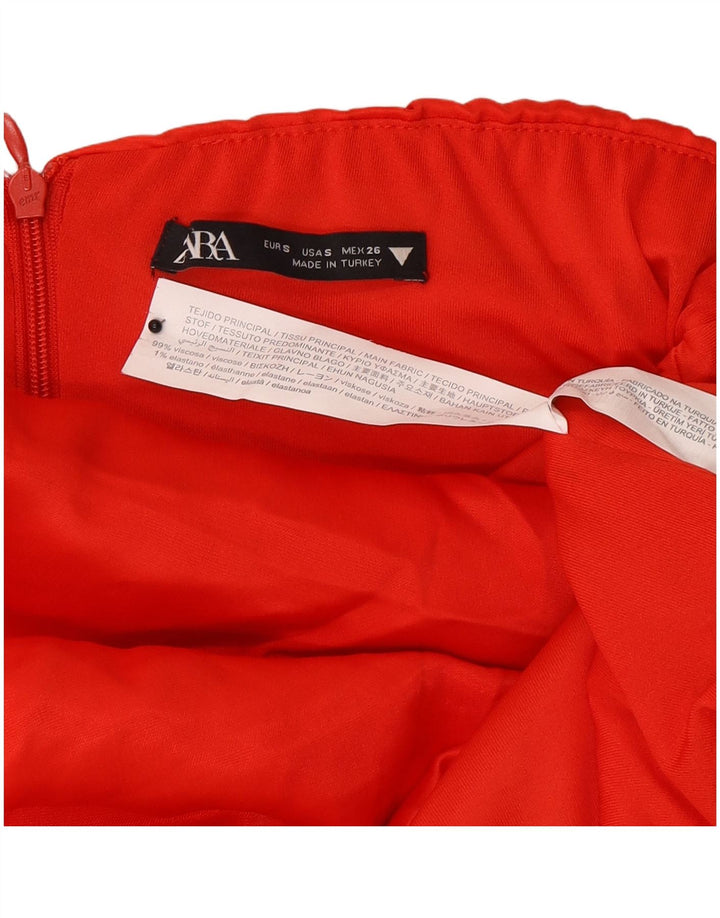 Zara Vestido Sin Tirantes Para Mujer UK 8 Small Viscosa Roja