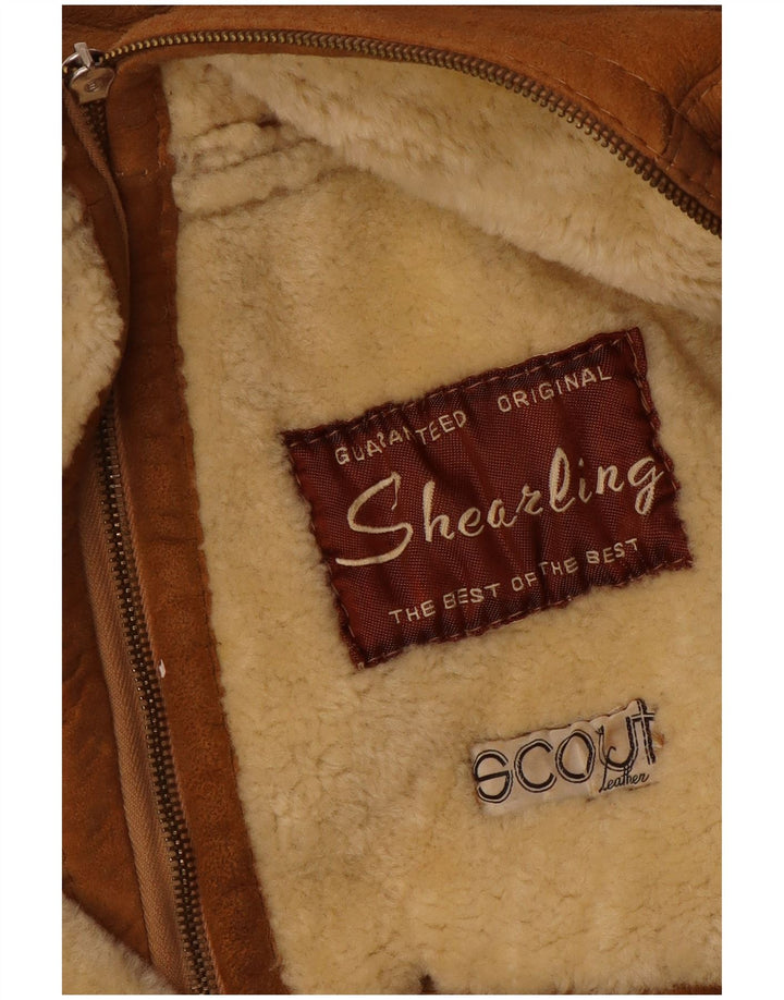 Vintage hombres shearling chaqueta Reino Unido 36 pequeño beige shearling