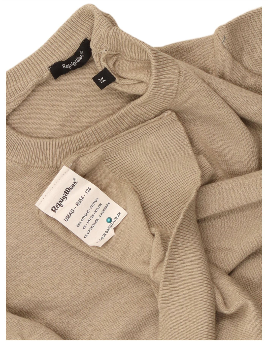 Refrigiwear Jersey de cuello redondo para hombre de algodón beige medio