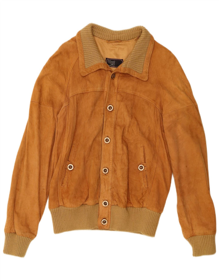 Vintage hombres ante bomber chaqueta IT 54 2XL cuero marrón