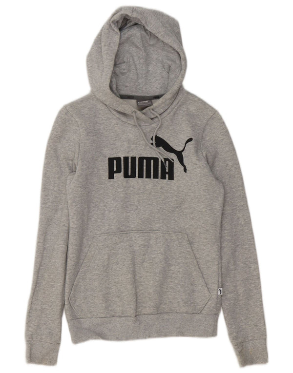 Puma Sudadera con capucha gráfica para mujer UK 6 XS Gris moteado de algodón