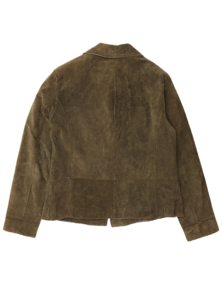 Chico's Chaqueta Blazer de Ante de Gran tamaño con 3 Botones para Mujer US 0 XS Cuero Caqui
