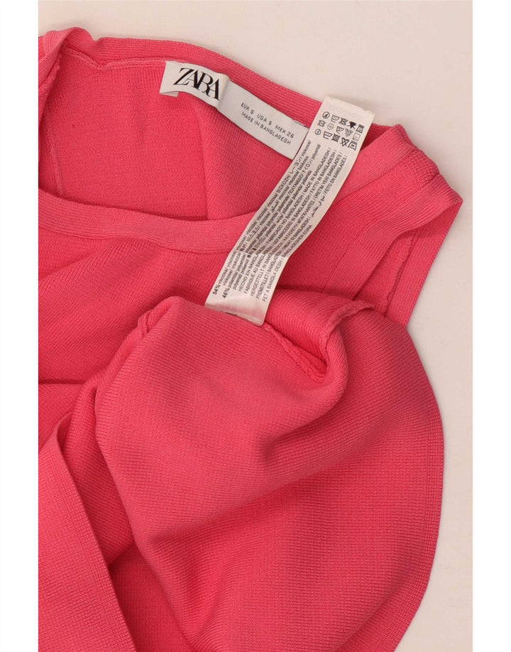 Zara Mujer Crop Vest Top UK 8 Small Viscosa Rosa
