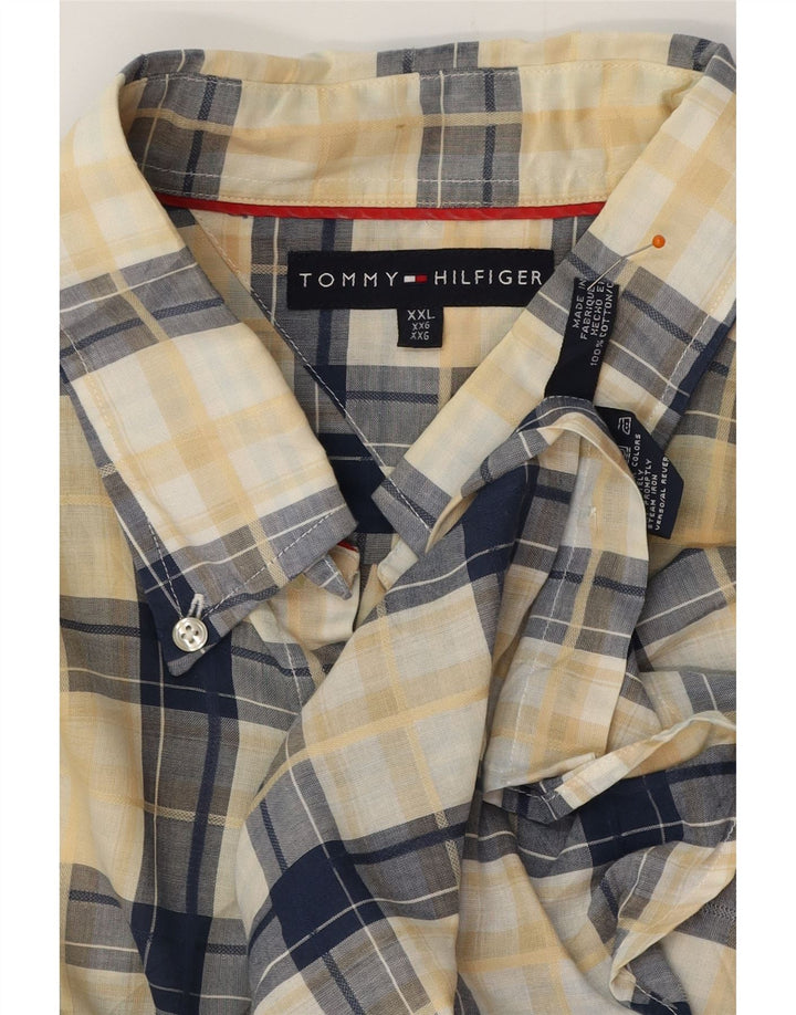TOMMY HILFIGER Camisa de manga corta para hombre 2XL Azul marino Cuadros de algodón